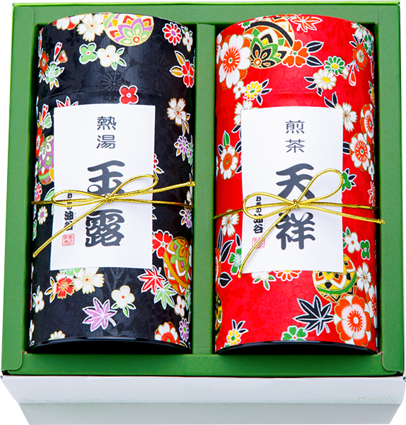 茶筒2本詰　玉露と特上煎茶詰合